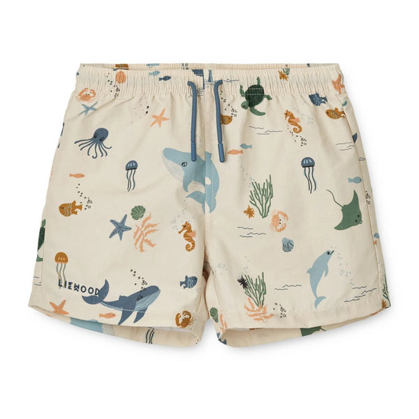 Liewood Aiden Printed Board Shorts Sea Creature - Sandy