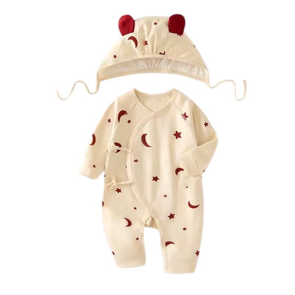 Moon & Stars Baby Romper With Bear Ears Hat – Cream From 1love2hugs3kisses ibiza