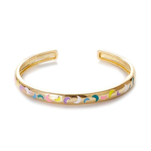 1Love 2Hugs 3Kisses Moon Bangle Bracelet Enamel Multi Color