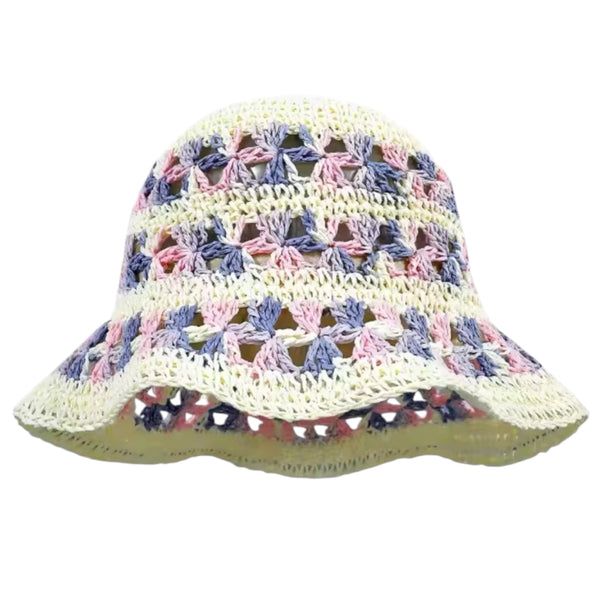 Pastel Crochet Bucket Hat – Lilac / Pink from 1love2hugs3kisses Ibiza