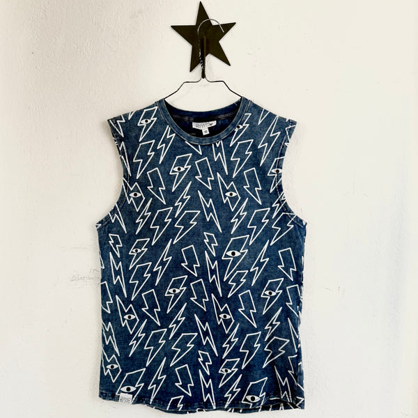 Pre-loved Band of Boys Sleeveless Lightning Tee – Size 10 Years available at 1love2hugs3kisses ibiza