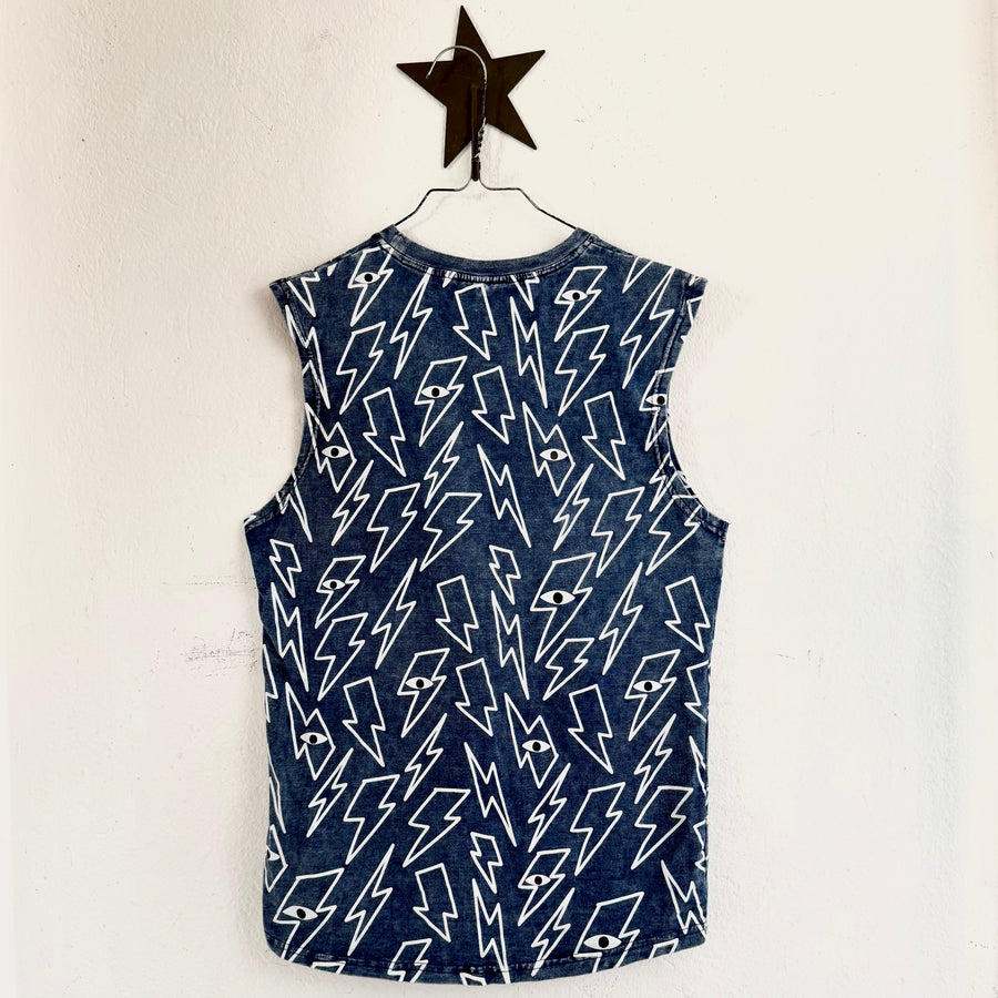 Pre-loved Band of Boys Sleeveless Lightning Tee – Size 10 Years available at 1love2hugs3kisses ibiza