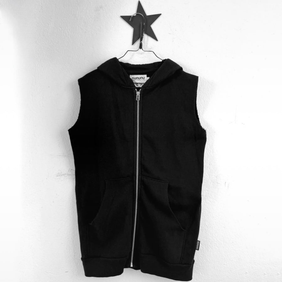 Pre-loved Nununu Sleeveless Out of Order Zipper Vest Black - Size 12 / 14 Years available at 1love2hugs3kisses ibiza