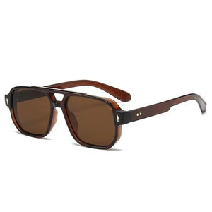 SquareDoubleBridgeMSunglassesBrownBrownLens