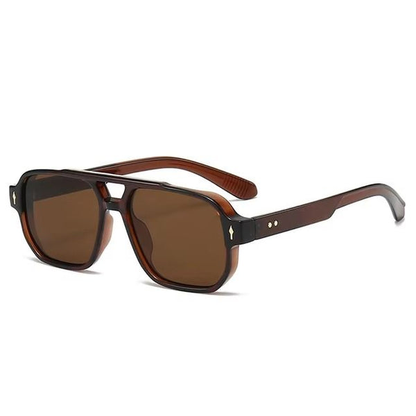 SquareDoubleBridgeMSunglassesBrownBrownLens