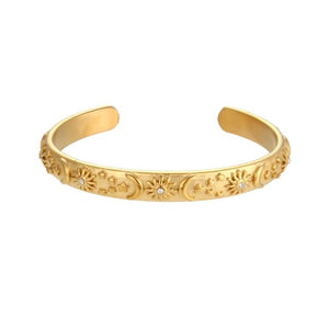 1Love 2Hugs 3Kisses Sun Moon Star Bangle Bracelet Gold