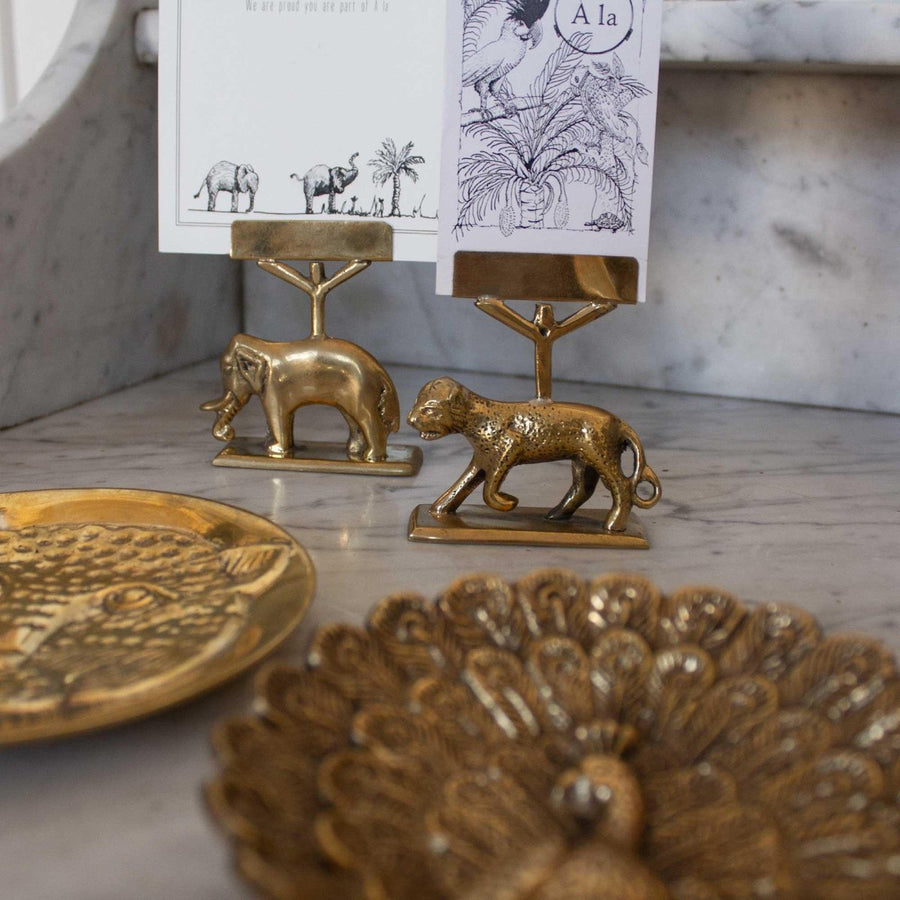 À la Collection Elephant Card Holder - Gold Available at 1love2hugs3kisses Ibiza