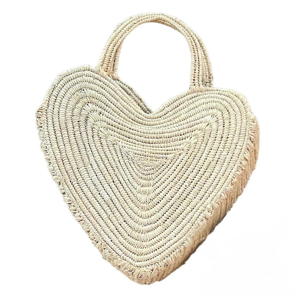 Amabea Heart Raffia Bag - Natural From 1love2hugs3kisses Ibiza