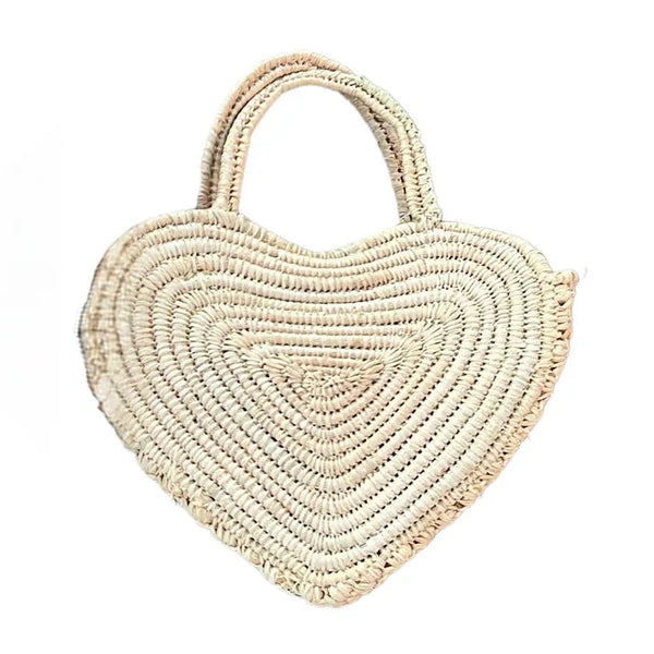 Amabea Mini Heart Raffia Bag - Natural From 1love2hugs3kisses Ibiza