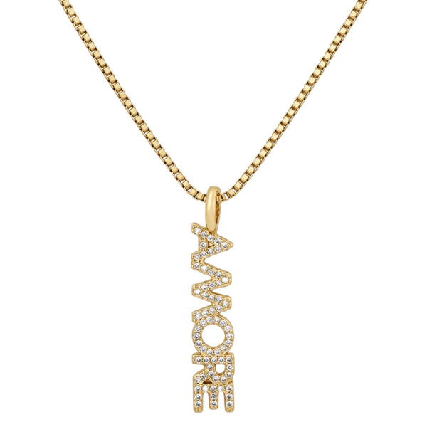 Amore Pendant Necklace Zirconia – Gold Available at 1love2hugs3kisses Ibiza 