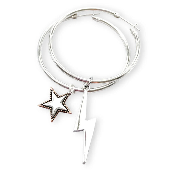ANGEL ROCKS BOWIE HOOPS SILVER - STAR STRUC available at 1Love2Hugs3Kisses ibiza 