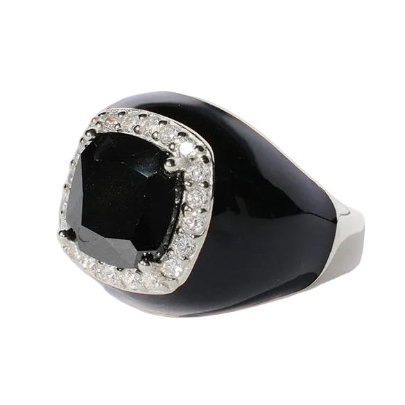 Angel Rocks Eclipse Bling Ring - Black & Silver Available at 1love2hugs3kisses Ibiza