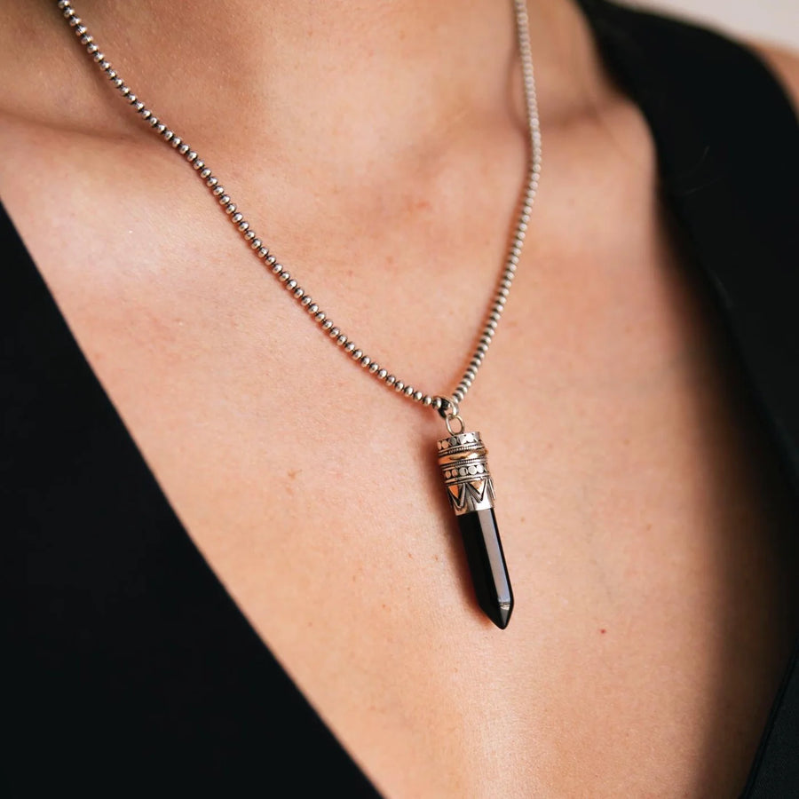 ANGEL ROCKS GODDESS ROCK CRYSTAL NECKLACE - BLACK ONYX available at 1Love2Hugs3Kisses ibiza 