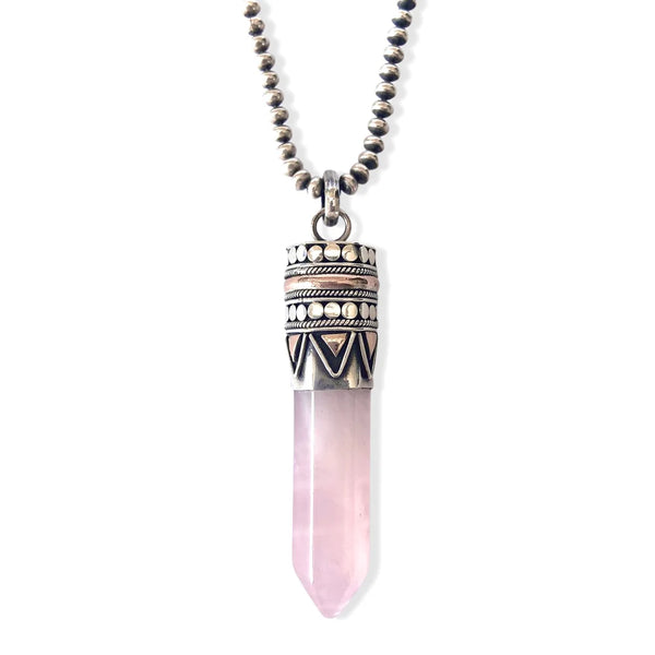 ANGEL ROCKS GODDESS ROCK CRYSTAL NECKLACE - ROSE QUARTZ available at 1Love2Hugs3Kisses ibiza 