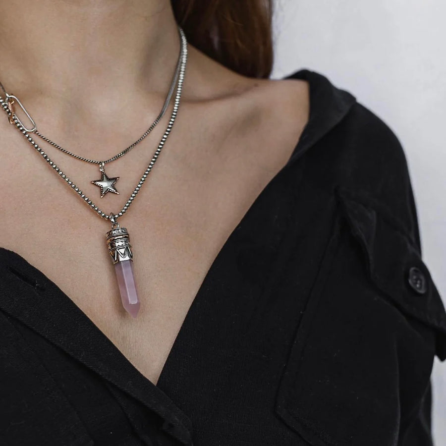 ANGEL ROCKS GODDESS ROCK CRYSTAL NECKLACE - ROSE QUARTZ available at 1Love2Hugs3Kisses ibiza 