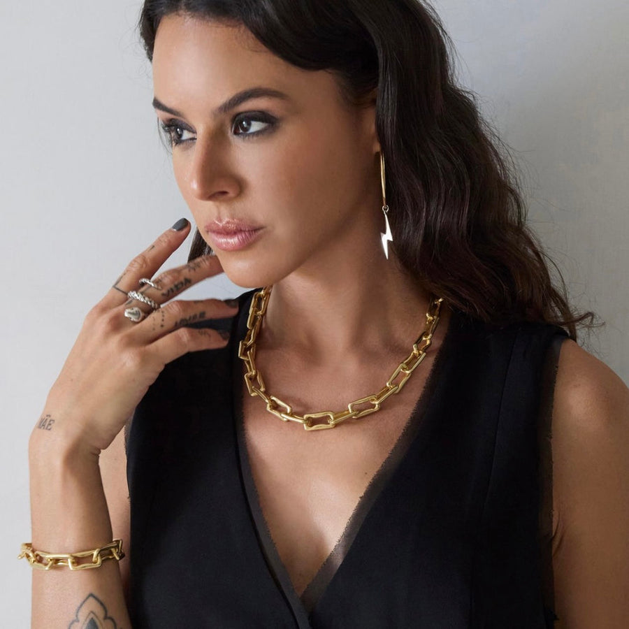 Angel Rocks Gothic Chain Link Necklace - Gold Available at 1love2hugs3kisses ibiza