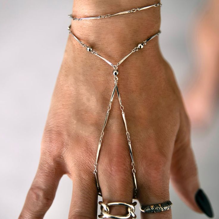 Angel Rocks Hand Chain Bracelet - Silver available at 1love2hugs3kisses ibiza