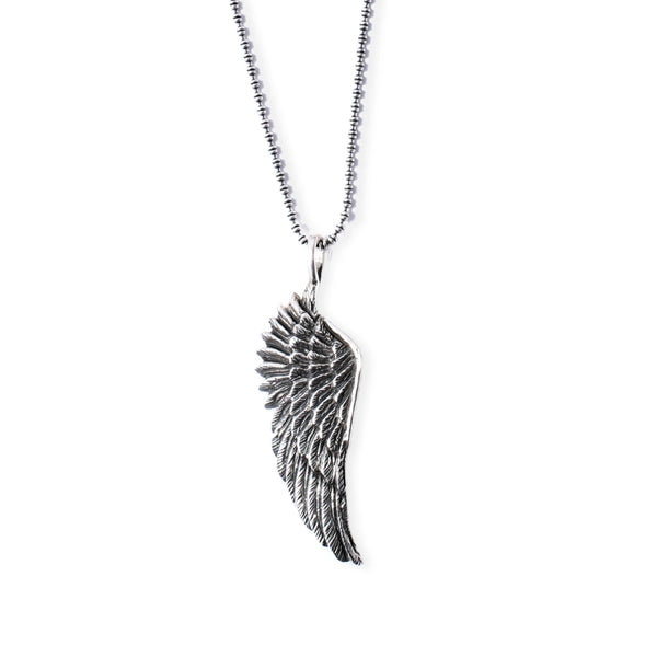 ANGEL ROCKS LARGE ANGEL WING LONG NECKLACE SILVER available at 1Love2Hugs3Kisses ibiza 