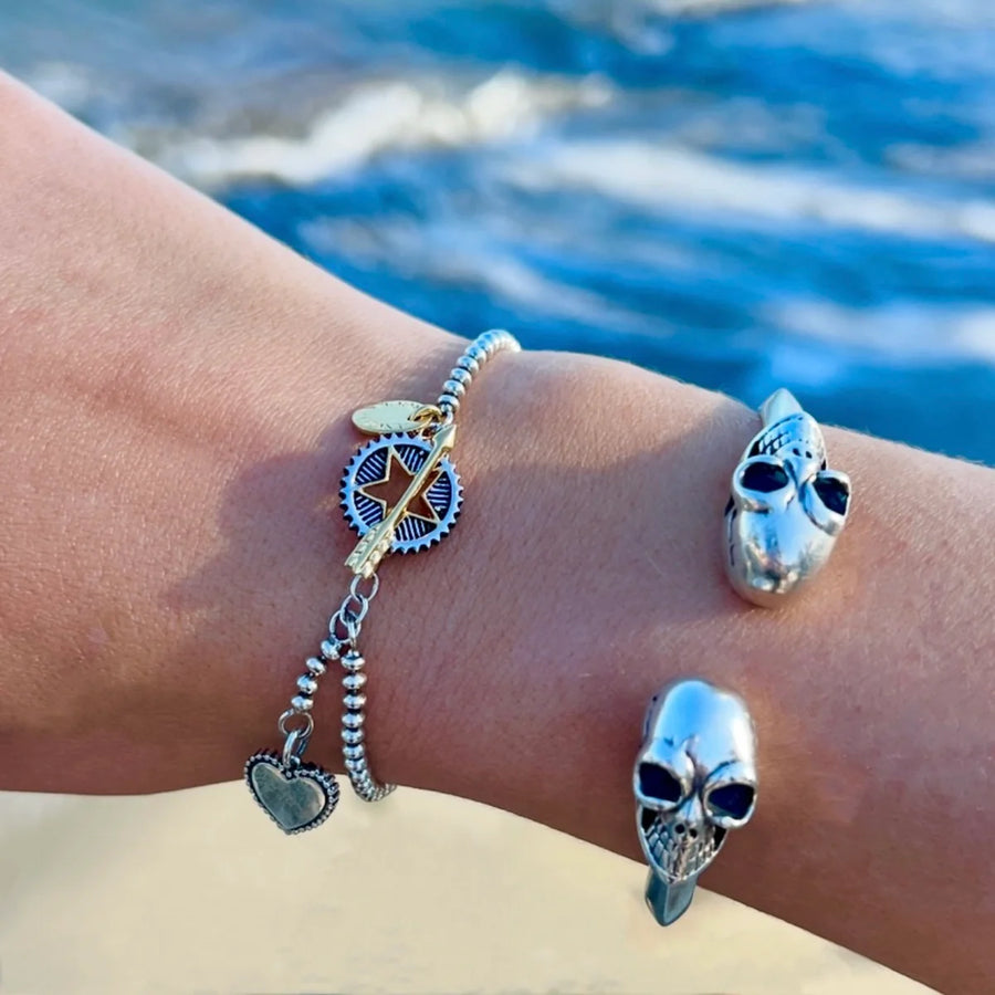 ANGEL ROCKS LARGE HEADBANGER SKULL BRACELET SILVER available at 1Love2Hugs3Kisses ibiza 