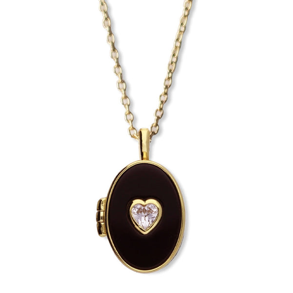 Angel Rocks Little Heart Locket Necklace - Gold Available at 1love2hugs3kisses Ibiza 