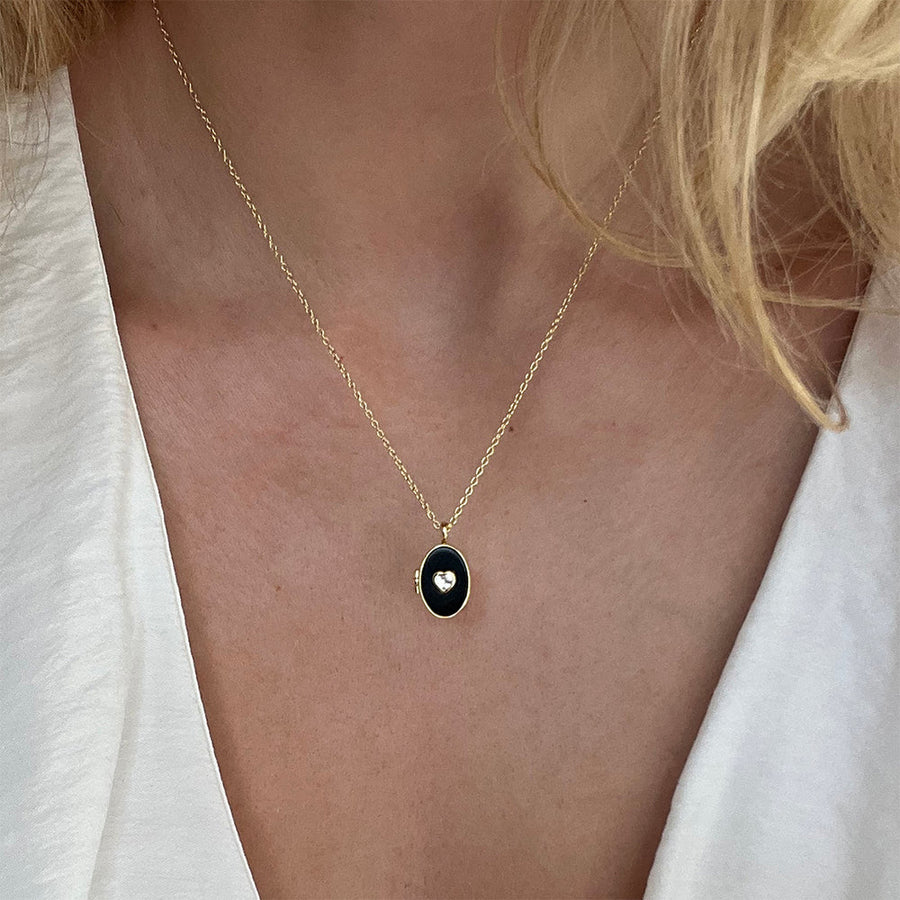 Angel Rocks Little Heart Locket Necklace - Gold Available at 1love2hugs3kisses Ibiza 