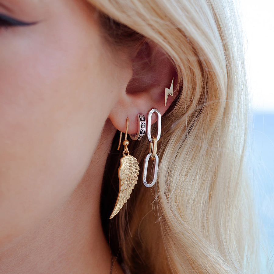Angel Rocks Mixed Metal Paperclip Chain Earrings - Silver & Gold Available At 1love2hugs3kisses Ibiza