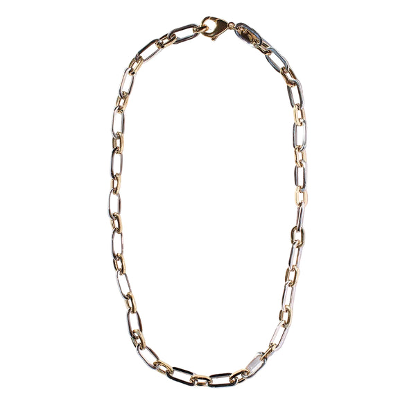 Angel Rocks Mixed Metal PaperClip Chain Necklace - Gold & Silver Available At 1love2hugs3kisses Ibiza