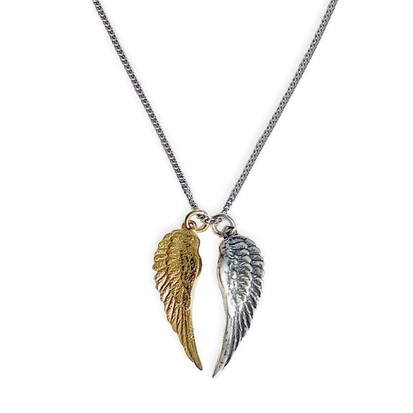 ANGEL ROCKS PAIR OF ANGEL WINGS NECKLACE GOLD & SILVER available at 1Love2Hugs3Kisses ibiza 