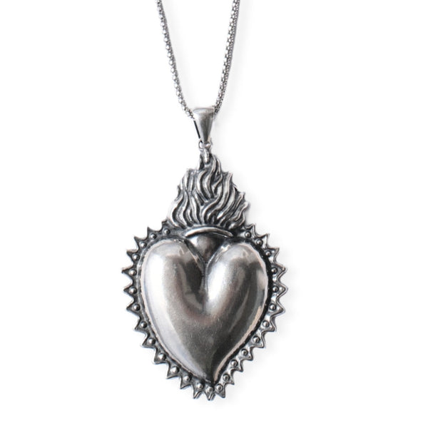 Angel Rocks Sacred Heart Necklace - Silver Available at 1love2hugs3kisses Ibiza