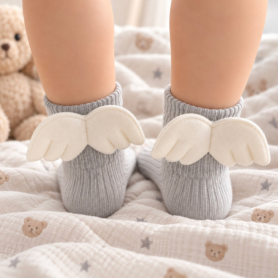 Angel Wing Baby Socks - Grey available at 1love2hugs3kisses ibiza