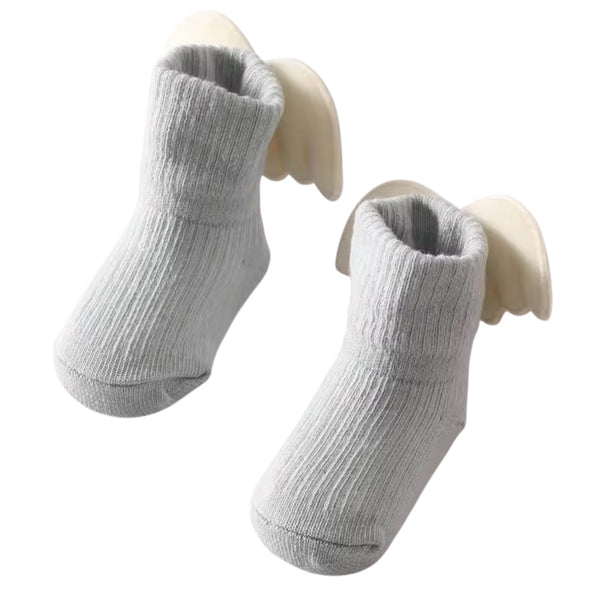 Angel Wings Baby Anti Slip Socks - Grey  available at 1love2hugs3kisses ibiza