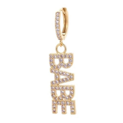 gold babe zirconia text earrings