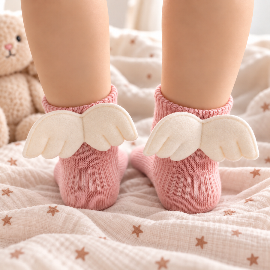 Baby Anti Slip Socks Angel Wings - Pink from 1love2hugs3kisses Ibiza
