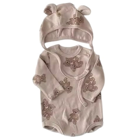 Baby Bear Longsleeve Onesie Set - Light Pink available at 1love2hugs3kisses ibiza