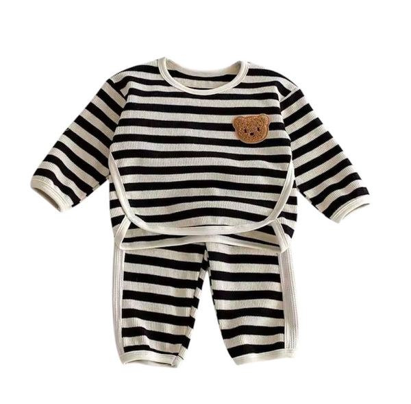 Baby Bear Two Piece Set Striped Black-White From 1love2hugs3kisses ibiza