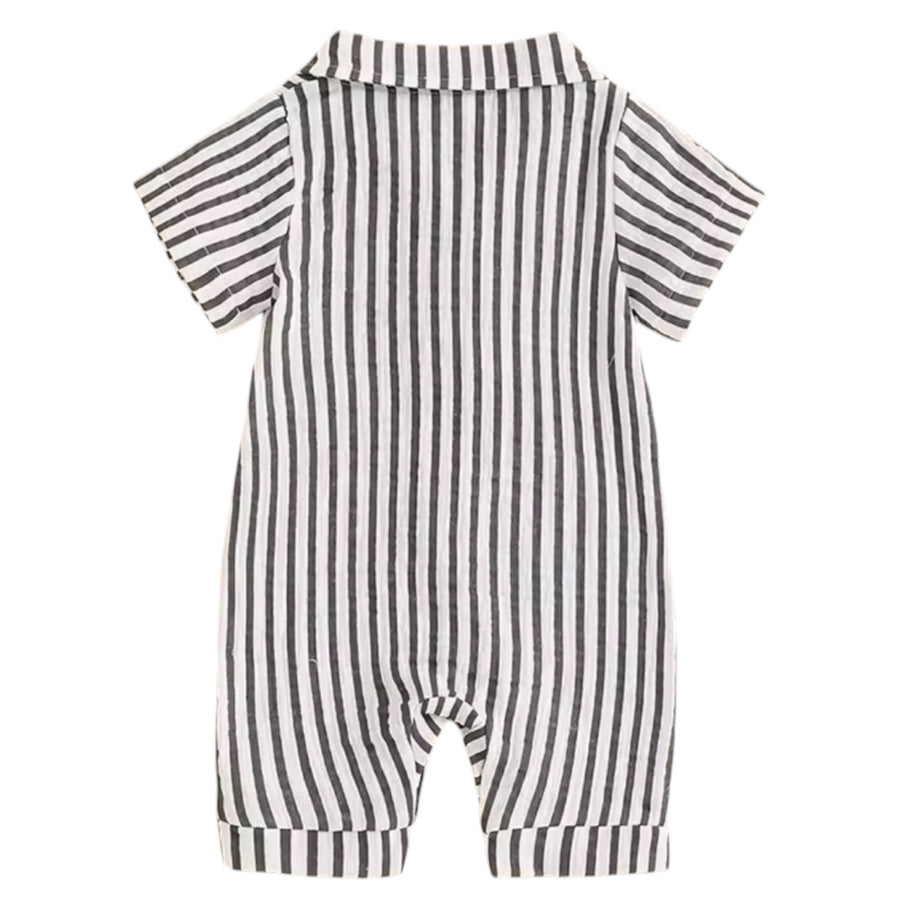 Baby Boy Striped Romper – Black & White From 1love2hugs3kisses Ibiza