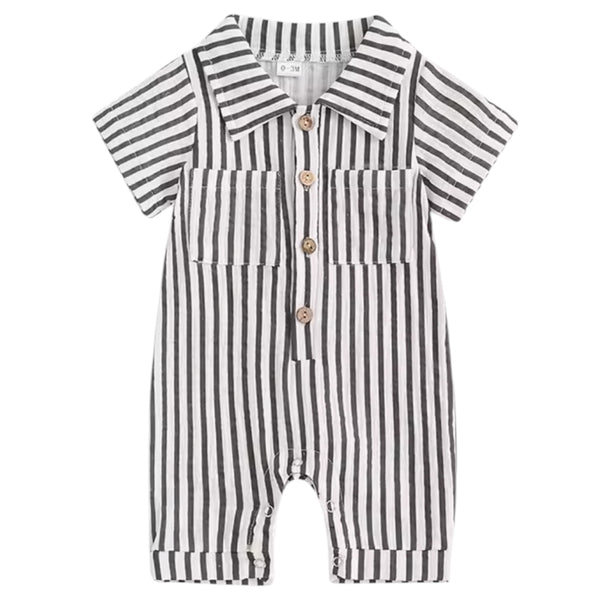Baby Boy Striped Romper – Black & White From 1love2hugs3kisses Ibiza