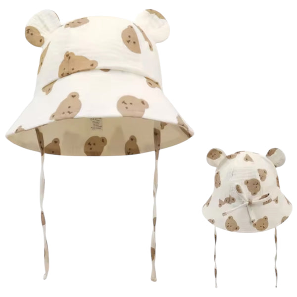 Baby Bucket Sun Hat with Ears - Bear available at 1love2hugs3kisses ibiza