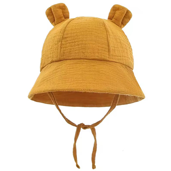 Baby Bucket Sun Hat with Ears - Camel available at 1love2hugs3kisses ibiza