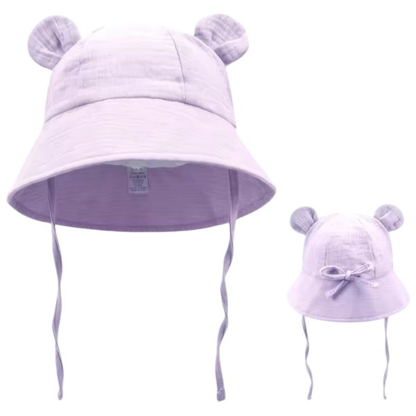 Baby Bucket Sun Hat with Ears - Lilac available at 1love2hugs3kisses ibiza