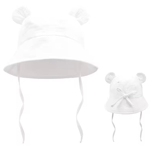 Baby Bucket Sun Hat with Ears White available at 1love2hugs3kisses ibiza
