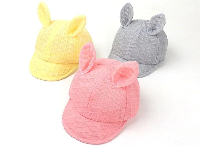 Baby Bunny Mesh Hat With Ears - Grey available at 1love2hugs3kisses Ibiza