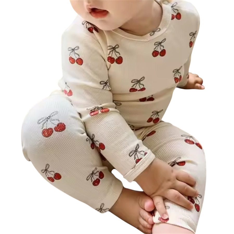 Baby Girl Cherry Long Sleeve Onesie – White & Red available at 1love2hugs3kisses ibiza