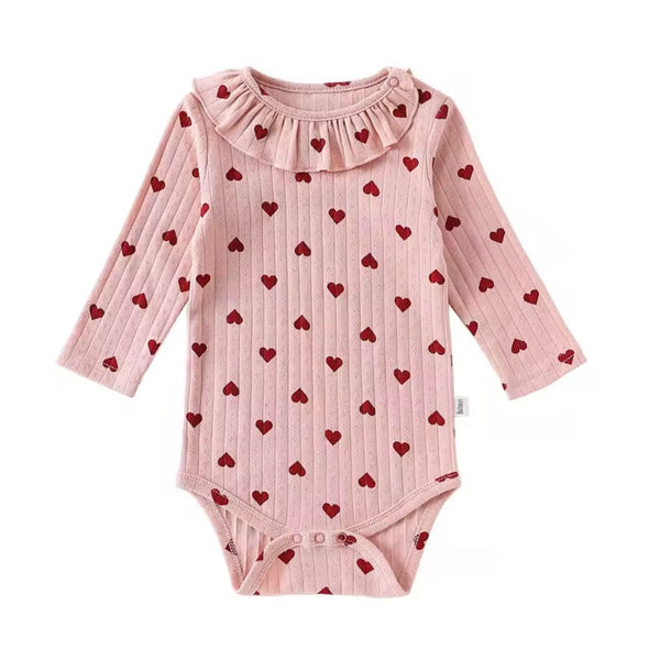 Baby Girl Heart Ruffle Collar Onesie – Pink & Red available at 1Love2Hugs3Kisses ibiza 