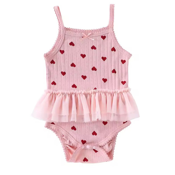  Baby Girl Heart Tulle Peplum Onesie – Pink & Red available at 1Love2Hugs3Kisses ibiza 