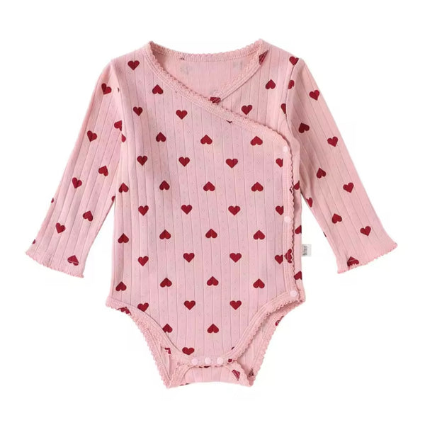 Baby Girl Heart Wrap Long Sleeve Onesie – Pink & Red available at 1Love2Hugs3Kisses ibiza 