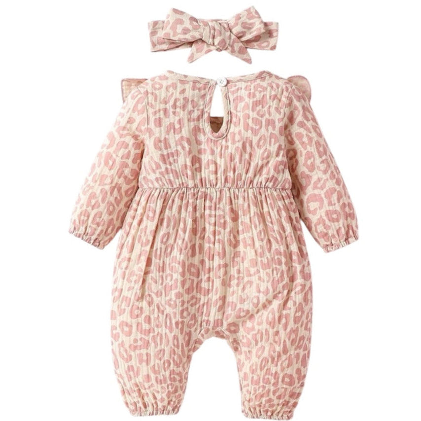 Baby Girl Onesie Ruffles & and Bow - Leopard Pink from 1love2hugs3kisses Ibiza