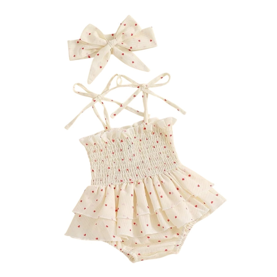 Baby Girl Onesie Red Hearts Ruffle White+ Bow available at 1love2hugs3kisses ibiza