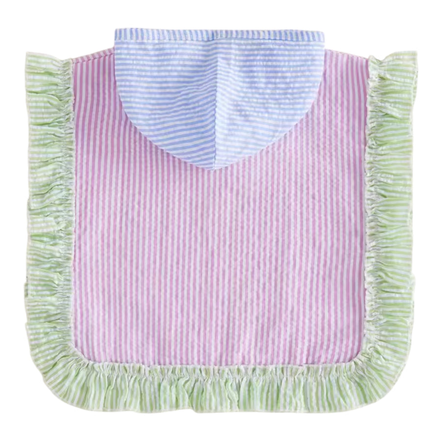 Baby Girl Seersucker Frill Beach Poncho – Rainbow Available At 1love2hugs3kisses Ibiza