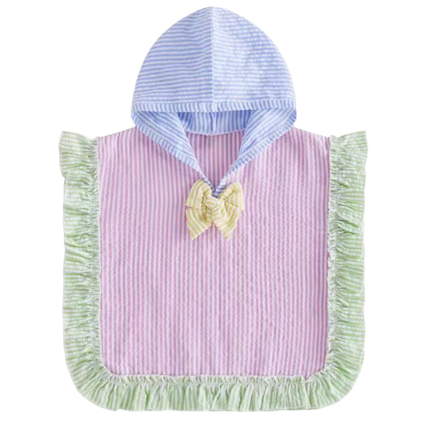 Baby Girl Seersucker Frill Beach Poncho – Rainbow Available At 1love2hugs3kisses Ibiza